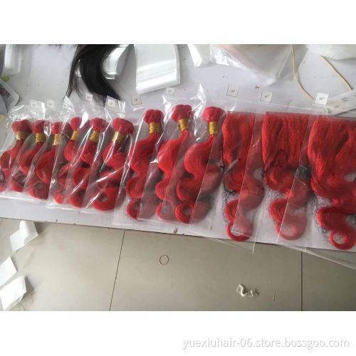 Brazilian Red Color Straight Remy Human Hair Bundles Wholesale 8-40INCH Virgin Double Drawn Hair Extensions Bundle Deals Factory